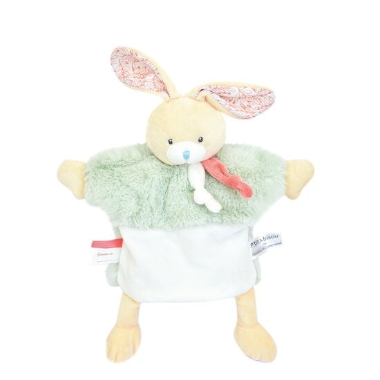 Doudou attache-sucette mousseline Lapin Beige