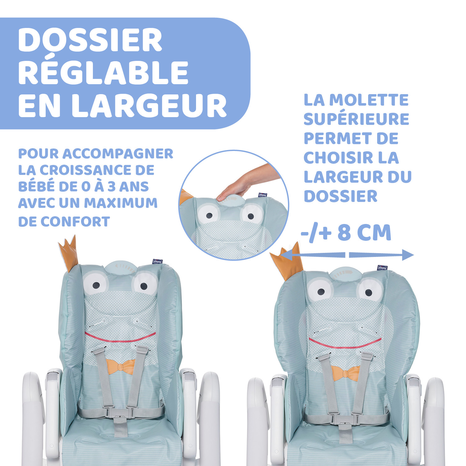 Froggy Chicco 4 Roues Chaise Haute Bébé Polly 2 Start Naissance à 3 ans 