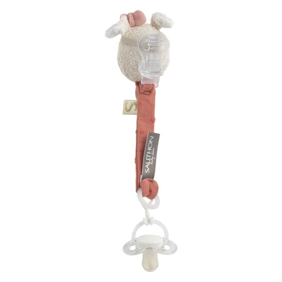 Attache-sucette coton bio Petit Cœur Vieux Rose  de Sauthon Baby Déco Attache-sucette coton bio Petit Cœur Vieux Rose  de Sauthon Baby Déco
