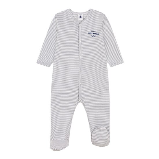 Pyjama bébé milleraies en coton Pigeon/ marshmallow  de Petit Bateau