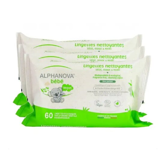 Lot 3 packs lingettes huile d'olive Multicolore  de Alphanova bébé