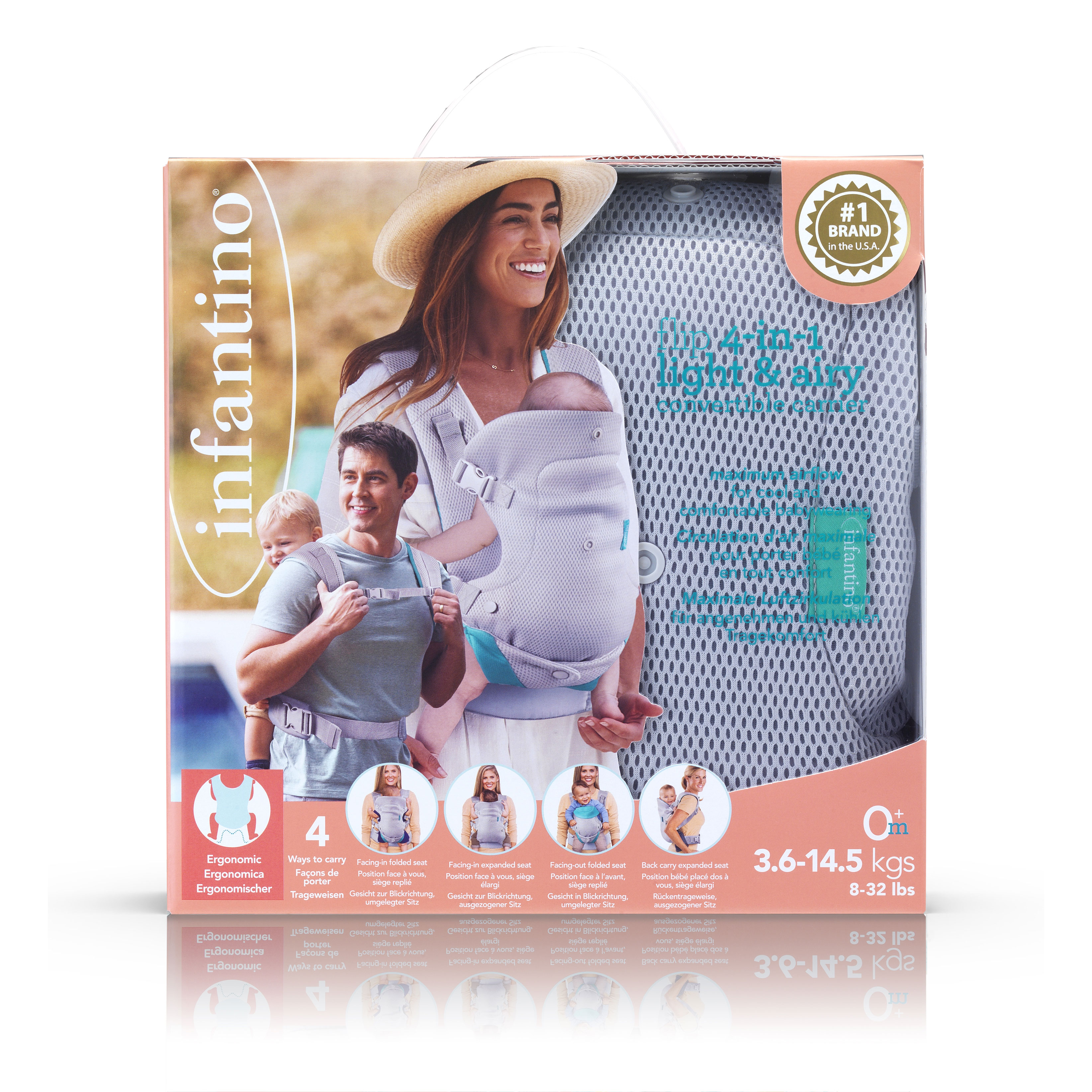 Porte Bebe Flip Ergo 4 En 1 Convertible Air Gris Et Bleu Mesh De Infantino Porte Bebe Ventral Aubert