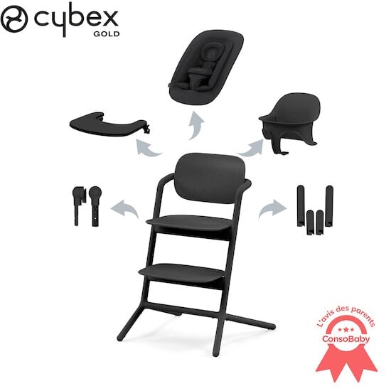 Chaise haute Lemo 4-en-1 Stunning black  de CYBEX