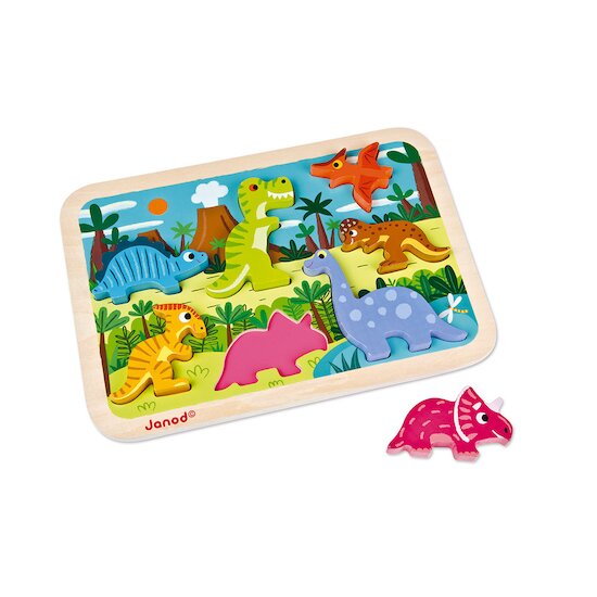 Chunky Puzzle bois 7 pièces Dinosaures  de Janod