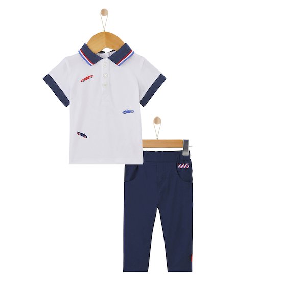 Pantalon + Polo Blue Garden Bleu/Blanc 6 mois de P'tit bisou