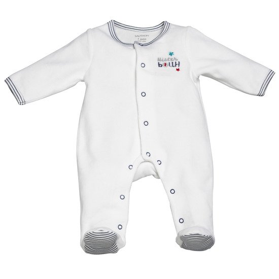 Mister Bouh pyjama en velours Blanc Naissance de Sauthon Baby's Sweet Home