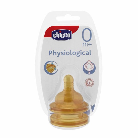 Tétine physiologique anti-hoquet en latex x 2  0 mois + de Chicco