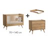 Chambre Vintage Trio : Lit évolutif 70 x 140 cm + Commode + Plan à langer