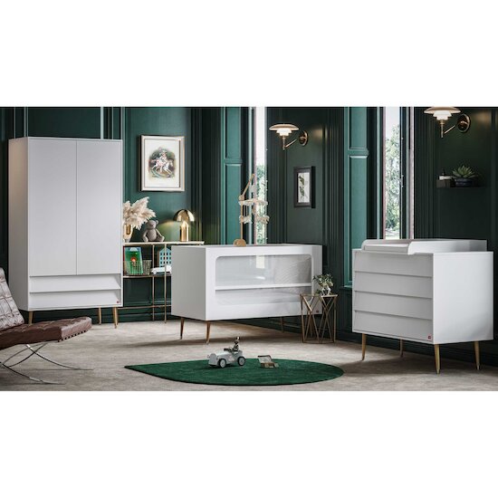 Chambre Bosque New Complète : Lit évolutif 70 x 140 cm + Armoire + Commode + Plan à langer Blanc  de Vox Chambre Bosque New Complète : Lit évolutif 70 x 140 cm + Armoire + Commode + Plan à langer Blanc  de Vox