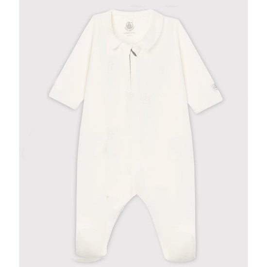 Pyjama en velours coton bio Marshmallow 9 mois de Petit Bateau