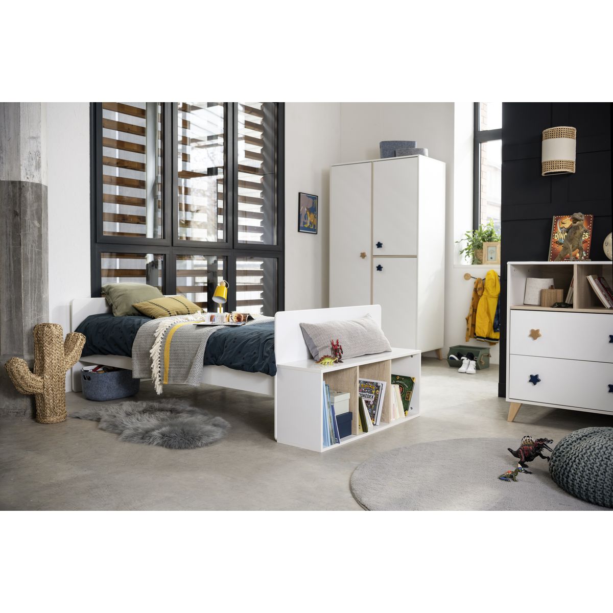 Oslo Lit Combine Evolutif Blanc Bouton Etoile De Sauthon Baby S Sweet Home Ensembles Evolutifs Aubert
