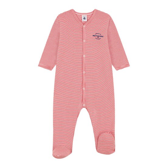 Pyjama bébé milleraies en coton Orange abricot/ marshmallow  de Petit Bateau