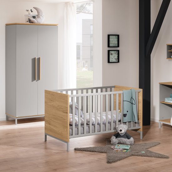 Benne lit 70x140 Chêne Montana/Gris caillou  de Paidi Benne lit 70x140 Chêne Montana/Gris caillou  de Paidi