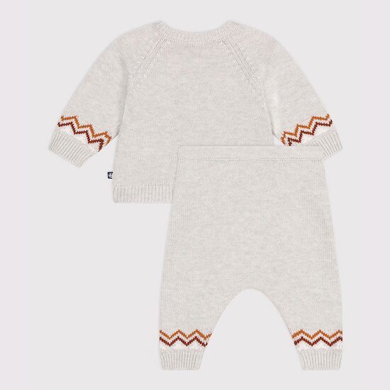 Ensemble 2 pièces bébé en tricot imprimé "P'tit Cœur" Montelimar / Multicolore  de Petit Bateau Ensemble 2 pièces bébé en tricot imprimé "P'tit Cœur" Montelimar / Multicolore  de Petit Bateau