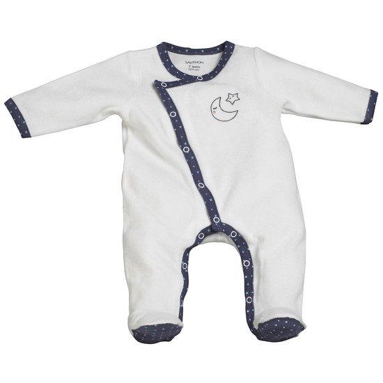 Merlin pyjama en velours Blanc 1 mois de Sauthon Baby's Sweet Home