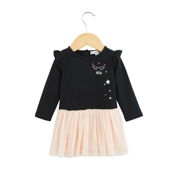 Robe Fille Bicolore Collection Portobello Noir car/rose  12 mois de Marèse