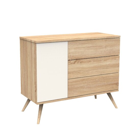 Seventies Commode Chêne doré Vanille  de Sauthon Baby's Sweet Home Seventies Commode Chêne doré Vanille  de Sauthon Baby's Sweet Home