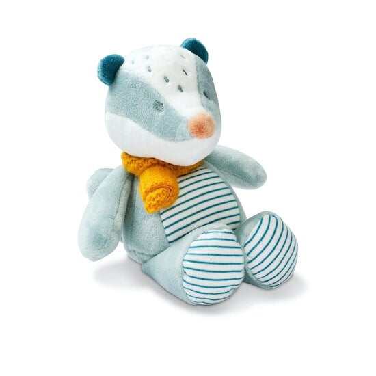 Félix et Léo Peluche Blaireau Félix Bleu  de Nattou