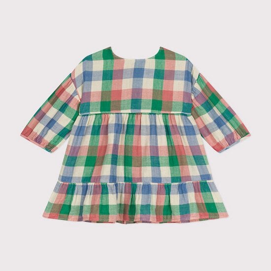 Robe manches longues en gaze de coton Blanc avalanche / Multicolore  de Petit Bateau