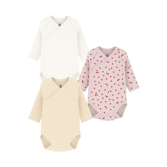 Lot de bodies croisés manches longues en coton imprimé bébé   de Petit Bateau