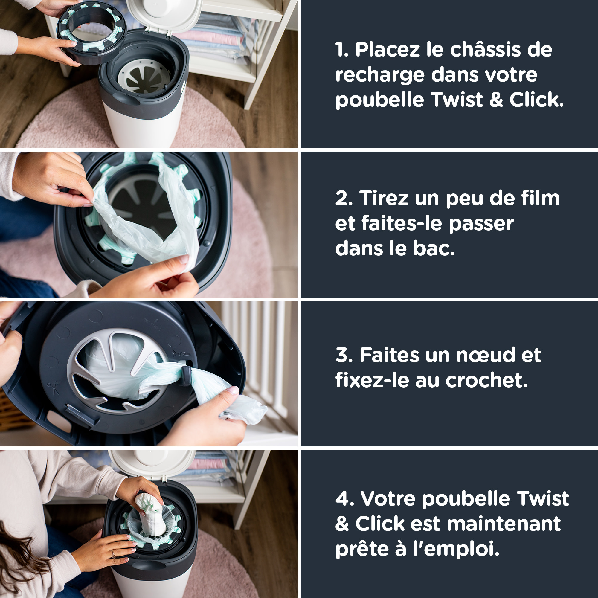 Poubelle à Couches Twist & Click + 4x Recharges Blanc de Tommee Tippee,  Poubelles : Aubert