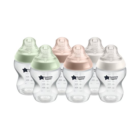 Lot de 6 Biberons Closer to Nature, Tétine Imitant le Sein Maternel Multicolore 260 ml de Tommee Tippee