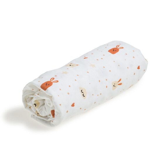 Drap housse Jersey Lune & Lapin 70 x 140 cm de Petit à petit