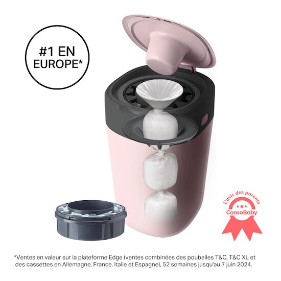 Poubelle à Couches Twist & Click Rose  de Tommee Tippee Poubelle à Couches Twist & Click Rose  de Tommee Tippee