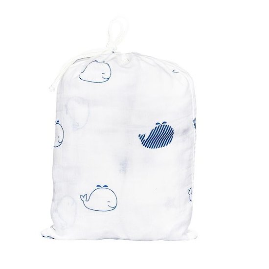 Lot de 2 draps housse coton bio Blue Baleine  de Sauthon Baby's Sweet Home