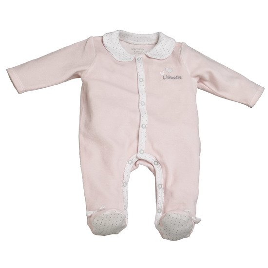 Lilibelle pyjama en velours Rose Naissance de Sauthon Baby's Sweet Home