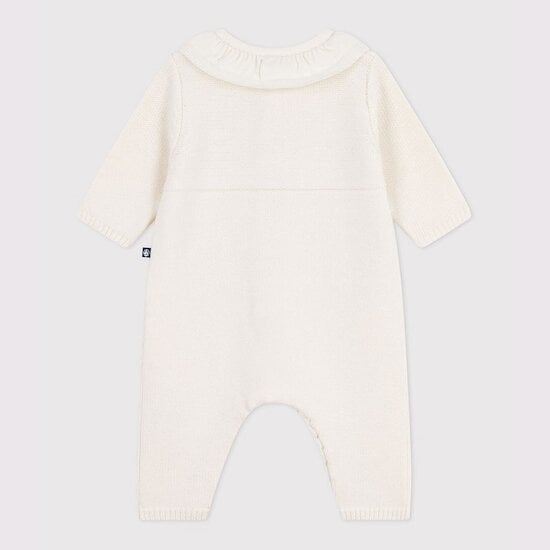 Combinaison bébé à col en tricot et broderie "P'tit Cœur" Marshmallow  de Petit Bateau Combinaison bébé à col en tricot et broderie "P'tit Cœur" Marshmallow  de Petit Bateau