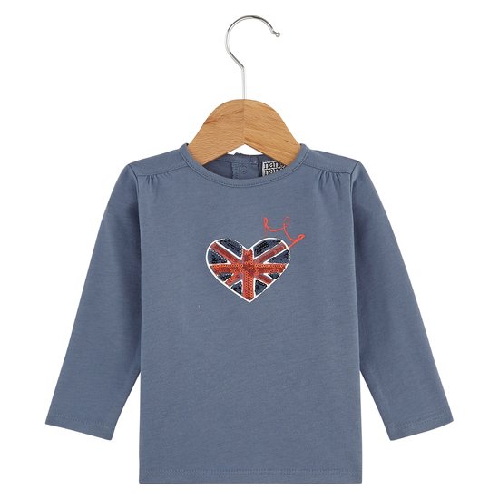 T-shirt cœur collection English Summer Camp Fille Bleu Prince 12 mois de Nano & nanette
