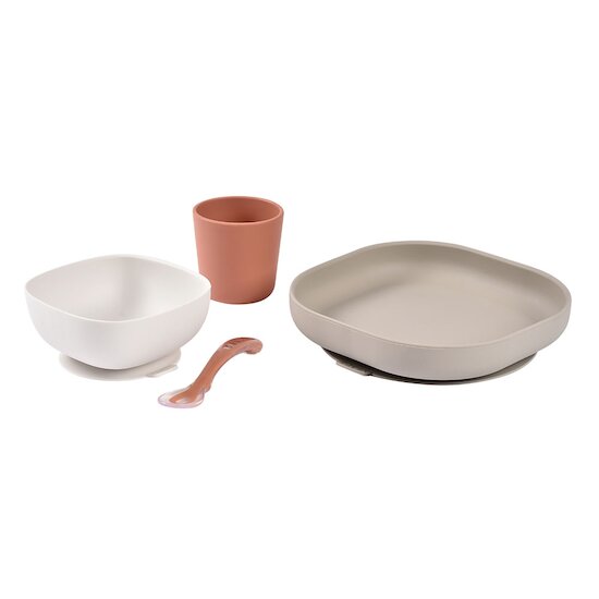 Coffret repas en silicone 4 pièces Terracotta  de Béaba Coffret repas en silicone 4 pièces Terracotta  de Béaba