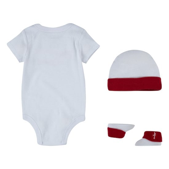 Coffret Body + Bonnet + Chaussons Blanc/Rouge 6-12 mois de Levi's Kids Coffret Body + Bonnet + Chaussons Blanc/Rouge 6-12 mois de Levi's Kids