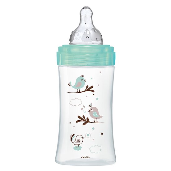 Biberon Initiation+ Anti-Colique en verre Oiseaux 270 ml de Dodie Biberon Initiation+ Anti-Colique en verre Oiseaux 270 ml de Dodie