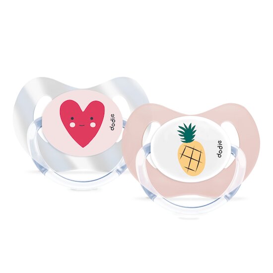 Lot de 2 sucettes Physiologique Ananas/Cygne 6 mois et + de Dodie Lot de 2 sucettes Physiologique Ananas/Cygne 6 mois et + de Dodie
