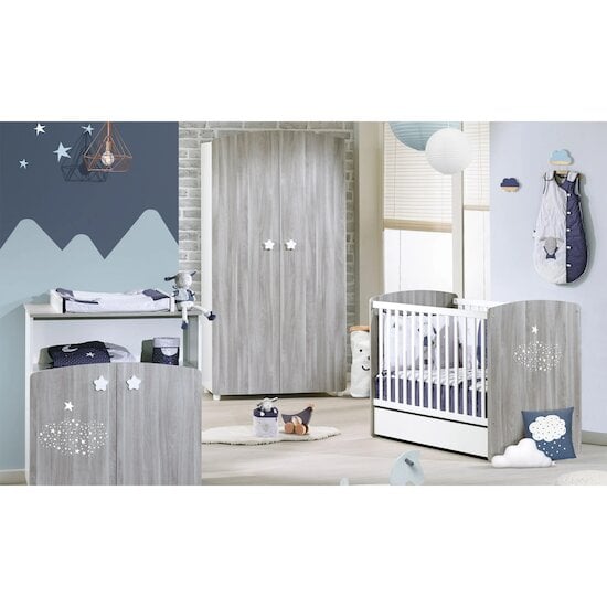 Chambre Hugo : Lit 60x120 + armoire + commode   de Sauthon Baby's Sweet Home