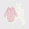 Ensemble salopette bébé en coton uni et détails raffinés