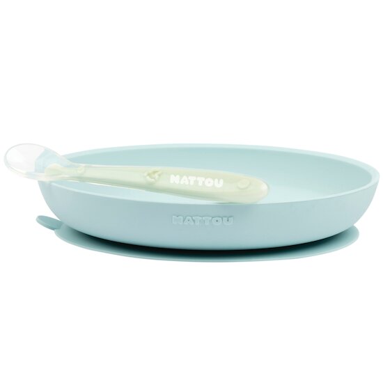 Coffret repas 2pcs assiette Bleu/Vert  de Nattou