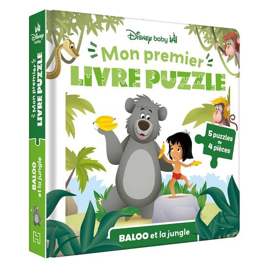 Dysney Baby - Mon Premier Livre Puzzle - 5 puzzles 4 pièces - Baloo et la Jungle   de Hachette Jeunesse Disney