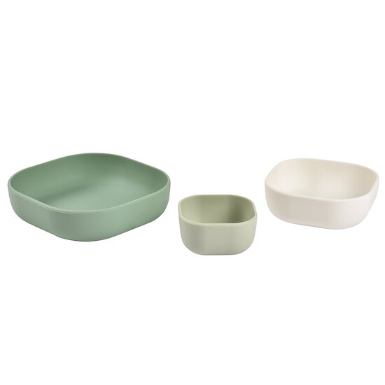 Lot de 3 bols en silicone Vert sauge  de Béaba