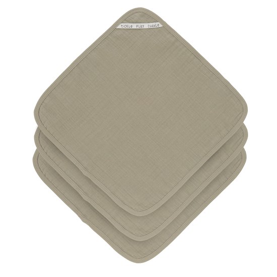 Lot de 3 débarbouillettes en mousseline Olive  de Lässig