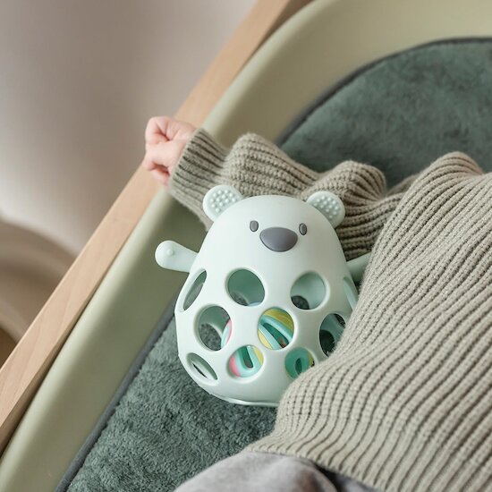 Hochet avec balle ours en silicone Vert pastel  de Nattou
