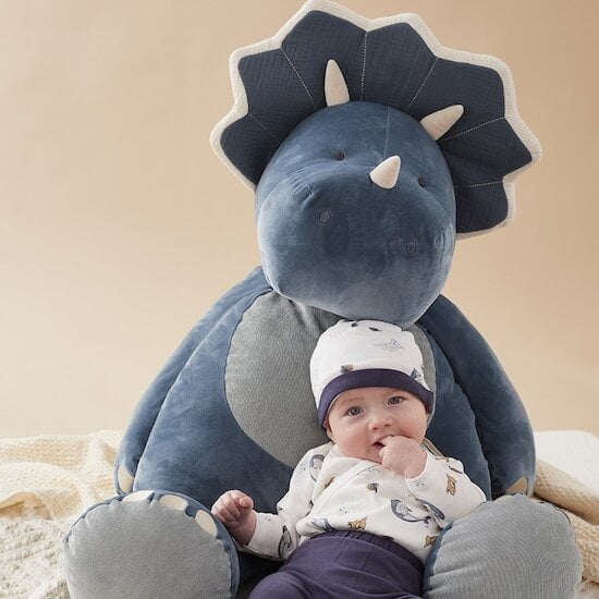 Tiga, Stegi & Ops Peluche large en Veloudoux Ops  Bleu  de Noukies Tiga, Stegi & Ops Peluche large en Veloudoux Ops  Bleu  de Noukies