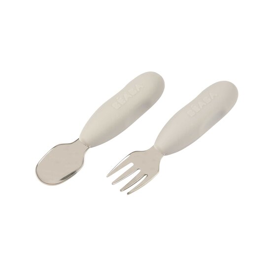 Lot de 2 pré-couverts Inox Gris Velour  de Béaba