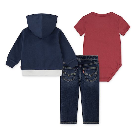 Ensemble body + sweat à capuche + jean Navy  de Levi's Kids Ensemble body + sweat à capuche + jean Navy  de Levi's Kids