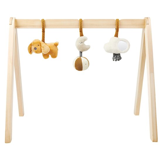 Gymax Portique d'Éveil Bébé Bois, Arche Éveil Bébé, Dès 2 Mois Gym  d'Activité Centre Pour Bébé Avec 3 Jouets en Bois Suspendus, 59.5 x 58 x  45.5 CM