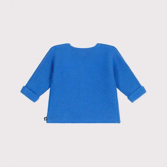 Cardigan tricot point mousse en coton Bleu edna  de Petit Bateau Cardigan tricot point mousse en coton Bleu edna  de Petit Bateau