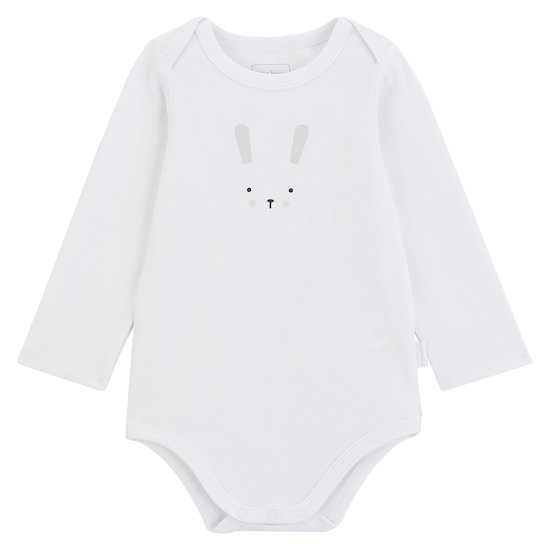 Body manches longues Lapin Câlin Blanc talc  de P'tit bisou