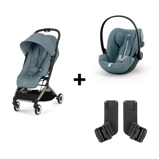Pack duo Orfeo Stormy Blue : poussette Orfeo 2 + Siège auto Cloud G + adaptateurs   de CYBEX
